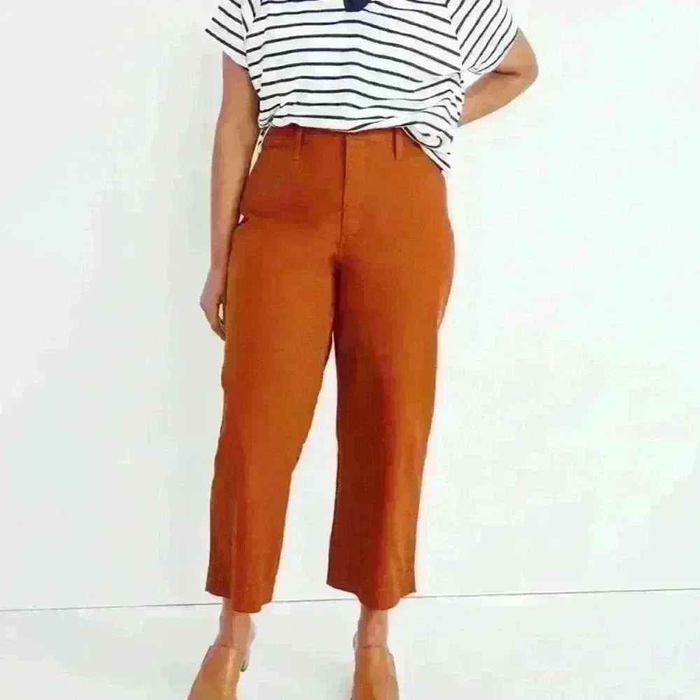 🔥Madewell Women Size 33p Curvy Slim Emmett Wide Leg Cropped Pants plus size